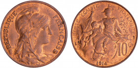 Troisième république (1871-1940) - 10 centimes Dupuis 1914
SPL à FDC
Ga.277-F.136
Br ; 9.95 gr ; 30 mm