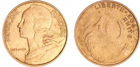 Cinquième république (1959- ) - 10 centimes Lagriffoul coin bouché
TTB
Br-Al ; 3.02 gr ; 20 mm