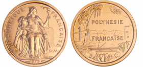 Polynésie Française - Piéfort 1 franc Or 1979 certificat N°090
FDC
Lecompte.5
Au ; 18.2 gr ; 23 mm
Monnaie frappée à 93 exemplaires. Certificat 09...