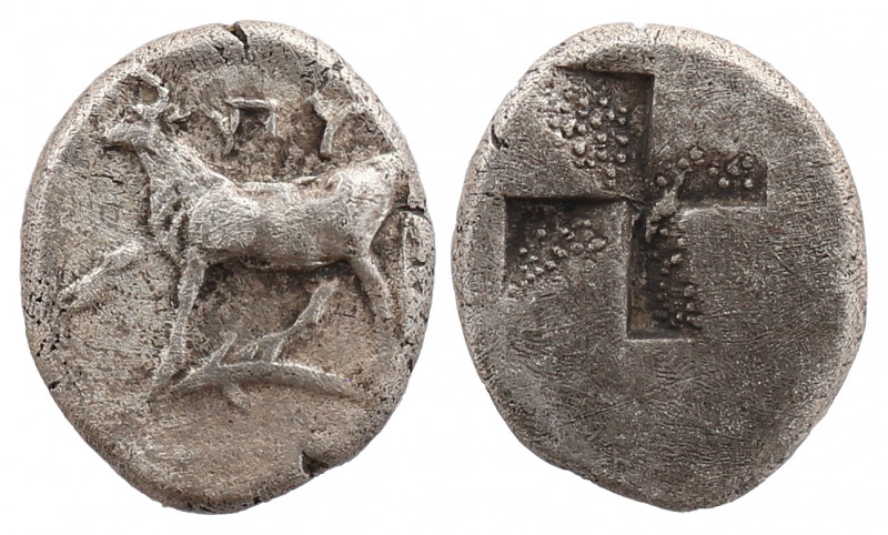 THRACE. Byzantion. Siglos Circa 340-320 BC.

Obv: 'ΠΥ. Bull standing left on dol...