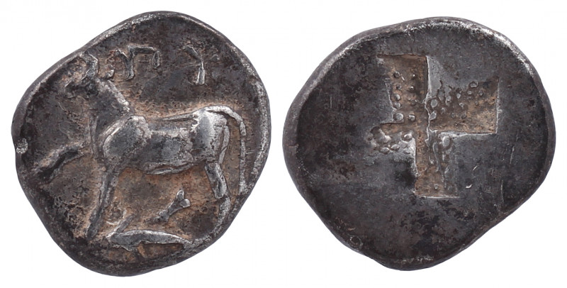 THRACE. Byzantion. Siglos Circa 340-320 BC.

Obv: 'ΠΥ. Bull standing left on dol...
