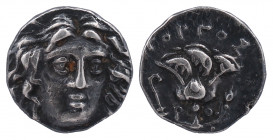 ISLANDS off CARIA, Rhodos. AR Hemidrachm. Circa 205-190 BC. Gorgos, magistrate.