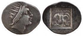 ISLANDS off CARIA, Rhodos. AR Drachm. Circa 88-84 BC. 'Plinthophoric' coinage. Euphanes, magistrate.