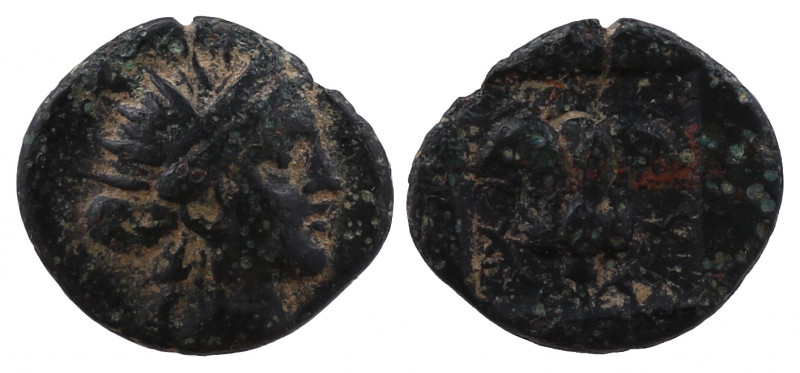 ISLANDS off CARIA, Rhodos circa 188-84 BC.
Bronze Æ.

Obv: Radiate head of Helio...