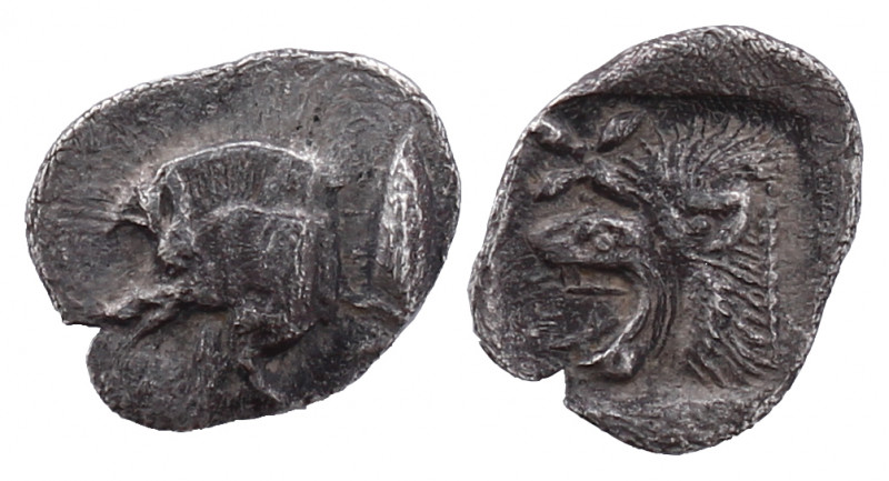 Mysia, Kyzikos. AR Hemiobol. Circa 450-400 BC.

Obv: Forepart of boar to left; t...