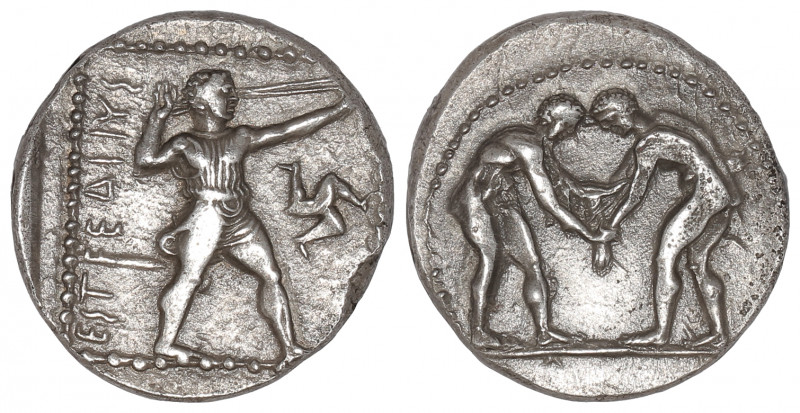 PAMPHYLIA. Aspendos. AR Stater Circa 400-380 BC.

Obv: Two wrestlers beginning t...