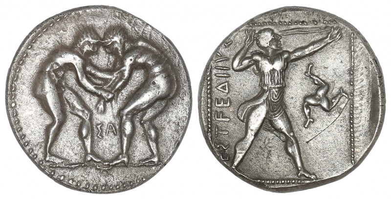 PAMPHYLIA. Aspendos. AR Stater Circa 400-380 BC.

Obv: Two wrestlers beginning t...