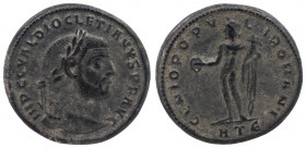 Diocletian Silvered Æ Nummus. Heraclea, AD 296-297.