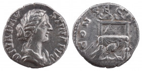 Diva Faustina II (wife of M. Aurelius) AR Denarius. Rome, AD 176-180.