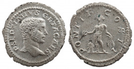Geta, as Caesar, AR Denarius. Rome, AD 209.