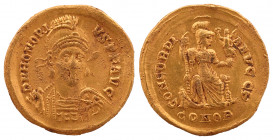 Honorius, 393-423. AV Solidus , Constantinople, 9th officina, 402-403.