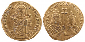 Basil I the Macedonian, with Constantine VII, 867-886. AV Solidus, Constantinople, circa 868-870.