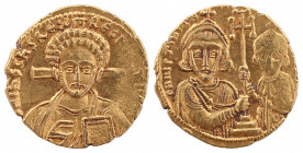 Justinian II, with Tiberius, second reign, 705-711. AV Solidus Constantinople.