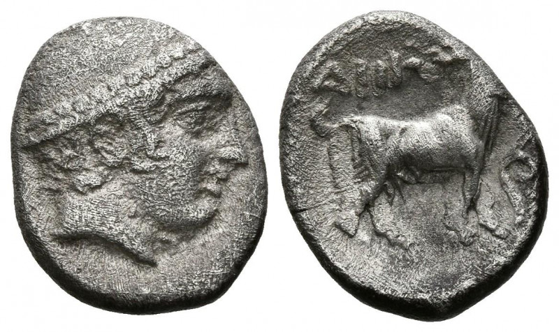 TRACIA, Ainos. Dióbolo. (Ar. 1,15g/12mm). 435-405 a.C. (HGC 3.2, 1274). Anv: Cab...