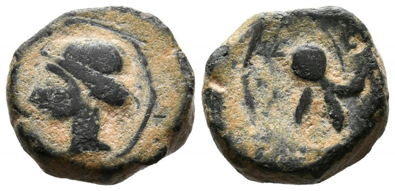 CARTAGONOVA (Cartagena, Murcia). 1/4 Calco. (Ae. 2,22g/12mm). 220-215 a.C. (FAB-...