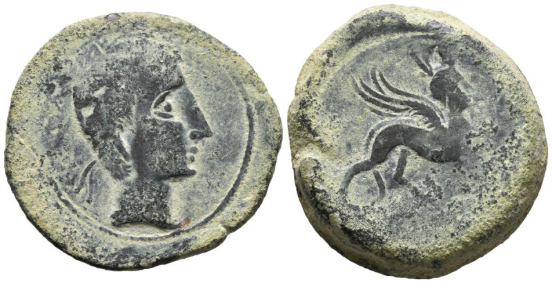 CASTULO (Cazlona, Jaén). As. (Ae. 24,35g/33mm). 180 a.C. (FAB-695). Anv: Cabeza ...