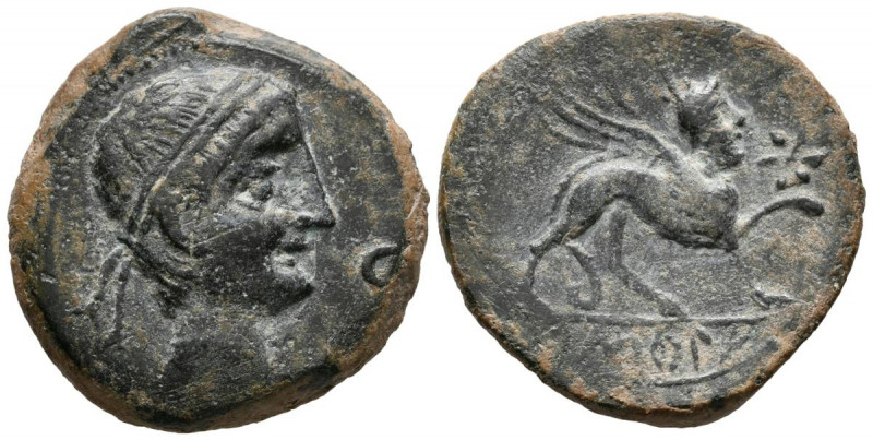 CASTULO (Cazlona, Jaén). As. (Ae. 19,28g/30mm). 180 a.C. (FAB-702). Anv: Cabeza ...