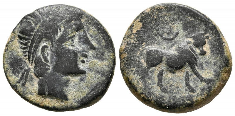 CASTULO (Cazlona, Jaén). Semis. (Ae. 5,49g/20mm). 180 a.C. (FAB-716). Anv: Cabez...