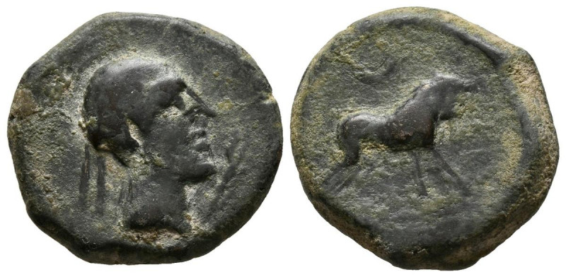 CASTULO (Cazlona, Jaén). Semis. (Ae. 6,44g /21mm). 180 a.C. (FAB-716). Anv: Bust...