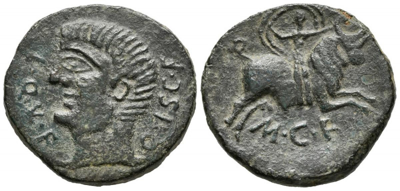 CASTULO (Cazlona, Jaén). As. (Ae. 12,98g/28mm). 180 a.C. (FAB-747). Anv: Cabeza ...