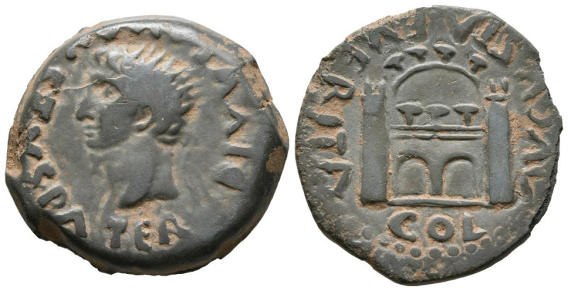 EMERITA AUGUSTA (Mérida, Badajoz). As. (Ae. 10,68g/27mm). 14-36 d.C. (FAB-1045)....