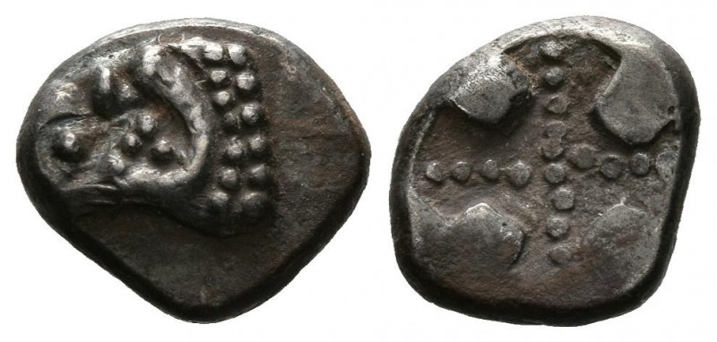 EMPORION (Ampurias, Gerona). Obolo. (Ar. 0,74g/9mm). Siglo V a.C. (ca.). (Villar...