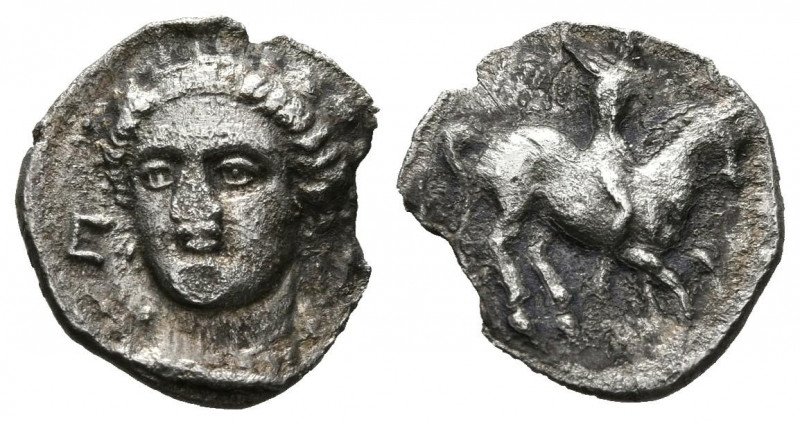 EMPORION (Ampurias, Gerona). Obolo. (Ar. 0,51g/10mm). Siglo V a.C. (ca.). (FAB-1...