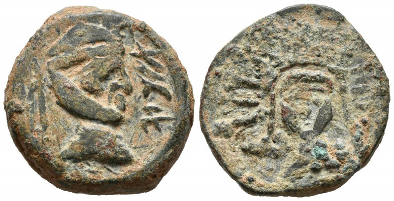MALACA (Málaga). As. (Ae. 14,29g/26mm). 200-20 a.C. (FAB-1726). Anv: Cabeza de V...