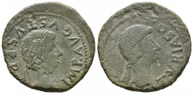 TURIASO (Tarazona, Zaragoza). As. (Ae. 11,31g/29mm). 27 a.C.-14 d.C. (FAB-2435). Anv: Cabeza laureada de Augusto a derecha, alrededor leyenda: IMP AVG...