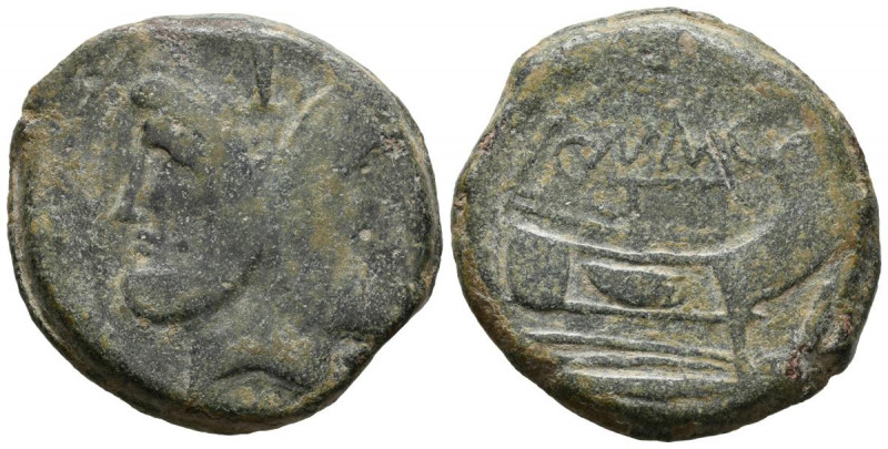POMPEYO, el Grande. As. (Ae. 24,27g/31mm). 45 a.C. (Crawford 471/1). Anv: Cabeza...