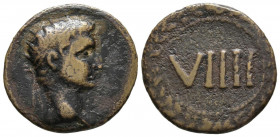 AUGUSTO. Tésera. (Ae. 4,69g/22mm). 17 d.C. Roma. (NC 1973, B6/VIIII). Anv: Cabeza radiada de Augusto a derecha. Rev: VIIII, dentro de láurea. MBC-. Ra...