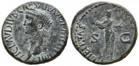 CLAUDIO I. As. (Ae. 11,74g/28mm). 50-54 d.C. Roma. (RIC 113). Anv: Cabeza de Claudio I a derecha, alrededor leyenda: TI CLAVDIVS CAESAR AVG P M TR P I...