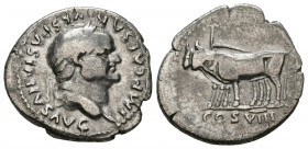 VESPASIANO. Denario. (Ar. 2,89g/18mm). 77-78 d.C. Roma. (RIC 943). Anv: Cabeza laureada de Vespasiano a derecha, alrededor leyenda: IMP CAESAR VESPASI...