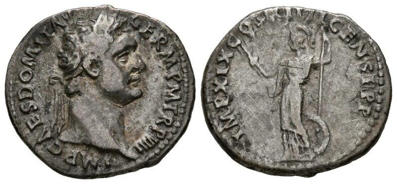 DOMICIANO. Denario (Ar. 3,29g/21mm). 88-89 d.C. Roma. (RIC 134). Anv: Busto laur...