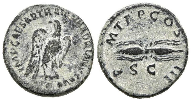ADRIANO. Cuadrante. (Ae. 3,20g/19mm). 121-122 d.C. Roma. (RIC 625). Anv: Aguila ...