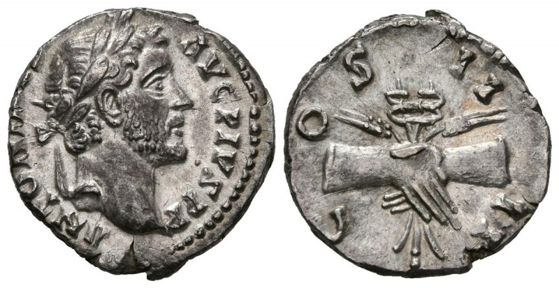 ANTONINO PIO. Denario. (Ar. 3,26g/17mm). 145-147 d.C. Roma. (RIC 136). Anv: Cabe...