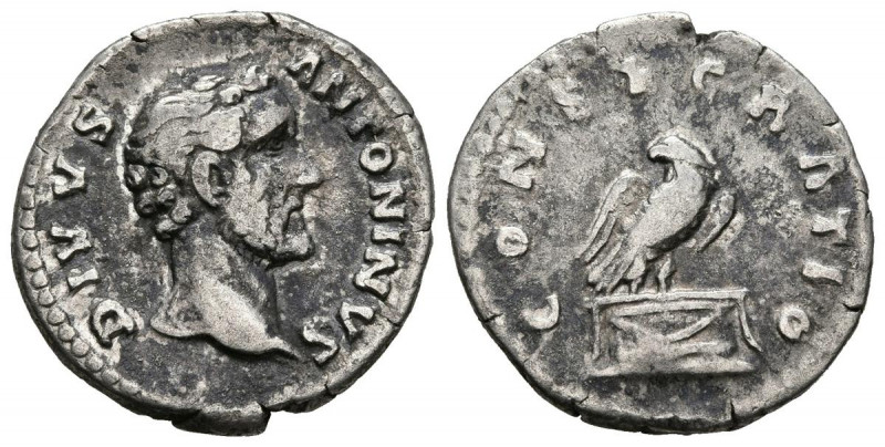 DIVO ANTONINO PIO. Denario. (Ar. 2,92g/19mm). 161 d.C. Roma. (RIC 433). Anv: Cab...