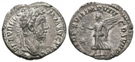 COMODO. Denario. (Ar. 2,38g/18mm). 192 d.C. Roma. (RIC 237). Anv: Cabeza laureada de Cómodo a derecha, alrededor leyenda: L AEL AVREL COMM AVG P FEL. ...
