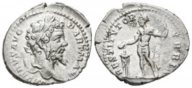 SEPTIMIO SEVERO. Denario. (Ar. 3,23g/20mm). 200-201 d.C. Roma. (RIC 167a). Anv: Cabeza laureada de Septimio Severo a derecha, alrededor leyenda: SEVER...