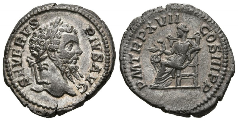 SEPTIMIO SEVERO. Denario. (Ar. 2,73g/20mm). 210 d.C. Roma. (RIC 236). Anv: Cabez...