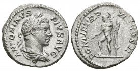 CARACALLA. Denario. (Ar. 2,98g/18mm). 205 d.C. Roma. (RIC 80b). Anv: Busto laureado, drapeado y con coraza de Caracalla a derecha, alrededor leyenda: ...
