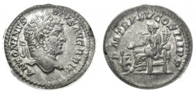 CARACALLA. Denario (Ar. 3,50g/18mm)*. 212 d.C. Roma. (RIC 196). Anv: Busto lauerado de Caracalla a derecha, alrededor leyenda: ANTONINVS PIVS AVG BRIT...
