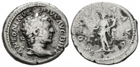 CARACALLA. Denario. (Ar. 2,75g/19mm). 210-213 d.C. Roma. (RIC 224). Anv: Cabeza laureada de Caracalla a derecha, alrededor leyenda: ANTONINVS PIVS AVG...