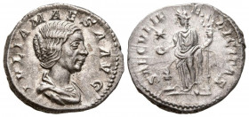 JULIA MAESA. Denario (Ar. 3,49g/19mm). 218-222 d.C. Roma. (RIC 272). Anv: Busto drapeado de Julia Maeda a derecha, alrededor leyenda: IVLIA MAESA AVG....