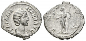 JULIA MAMEA. Denario. (Ar. 3,63g/20mm). 222-235 d.C. Roma. (RIC 360). Anv: Busto diademado y drapeado de Julia Mamea a derecha, alrededor leyenda: IVL...
