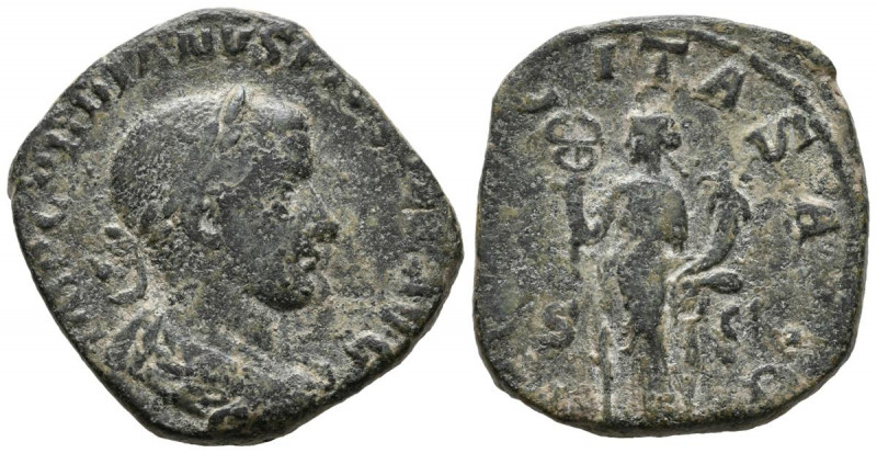 GORDIANO III. Sestercio. (Ae. 15,59g/31mm). 241 d.C. Roma. (RIC 310). Anv: Busto...