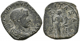 GORDIANO III. Sestercio. (Ae. 15,59g/31mm). 241 d.C. Roma. (RIC 310). Anv: Busto laureado y drapeado de Gordiano III a derecha, alrededor leyenda: IMP...