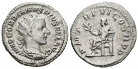 GORDIANO III. Antoniniano. (Ar. 4,61g/22mm). 243 d.C. Roma. (RIC 90). Anv: Busto radiado y drapeado de Gordiano III a derecha, alrededor leyenda: IMP ...