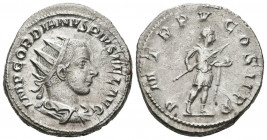GORDIANO III. Antoniniano. (Ar. 4,55g/22mm). 241-243 d.C. Roma. (RIC 93). Anv: Busto radiado y drapeado de Gordiano III a derecha, alrededor leyenda: ...