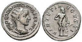GORDIANO III. Antoniniano. (Ar. 4,41g/22mm). 241-243 d.C. Roma. (RIC 95). Anv: Busto radiado y drapeado de Gordiano III a derecha, alrededor leyenda: ...